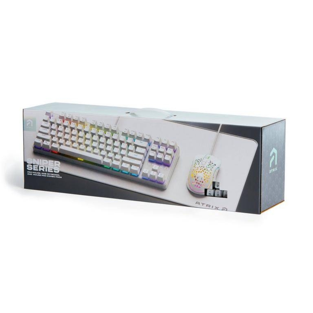 Atrux Sniper Series White Pro Mouse, RGB Keyboard, Mouse Pad Combo New